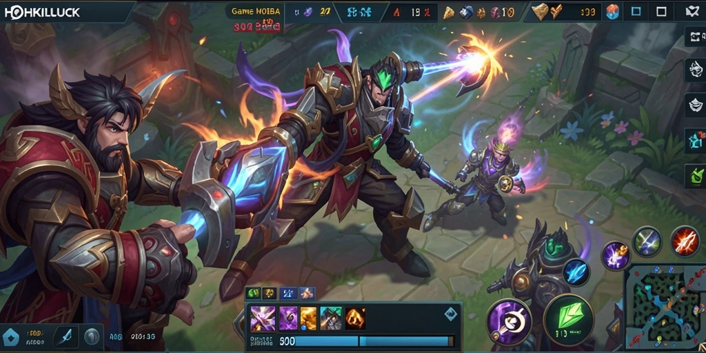 Gameplay seru HOKILUCK dengan pertarungan MOBA yang intens.