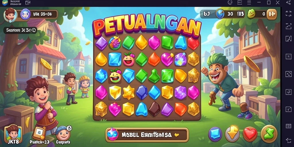 Tangkapan layar gameplay <strong>JKT8</strong> yang menampilkan kombinasi kue penuh warna.
