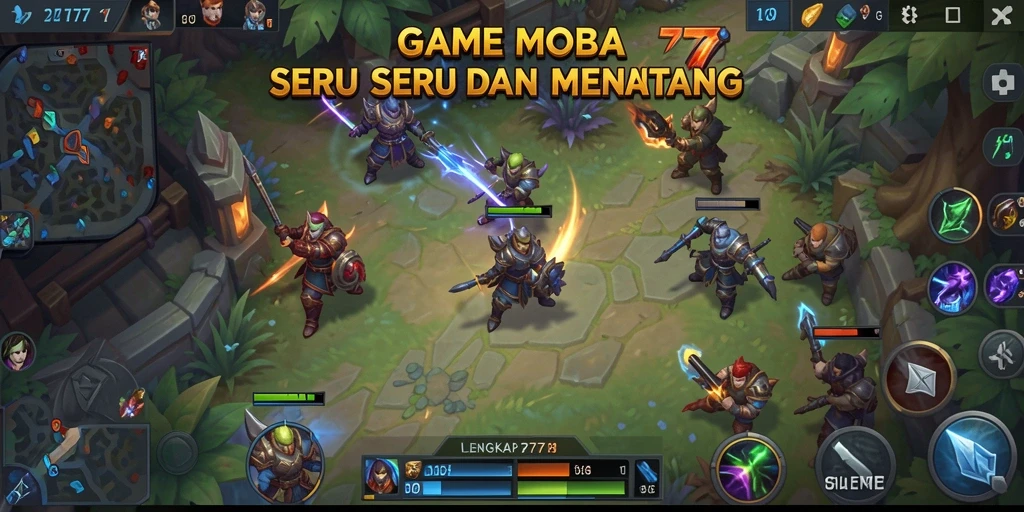 Tampilan gameplay seru dari LENGKAP777 di arena MOBA.