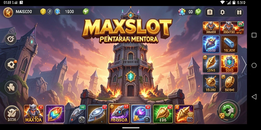 Screenshot gameplay menampilkan aksi menara bertahan dalam pertempuran.