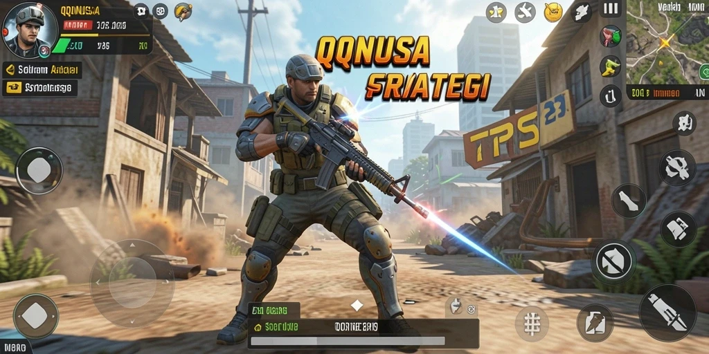 Tangkapan layar menampilkan aksi seru gameplay TPS di QQNUSA.