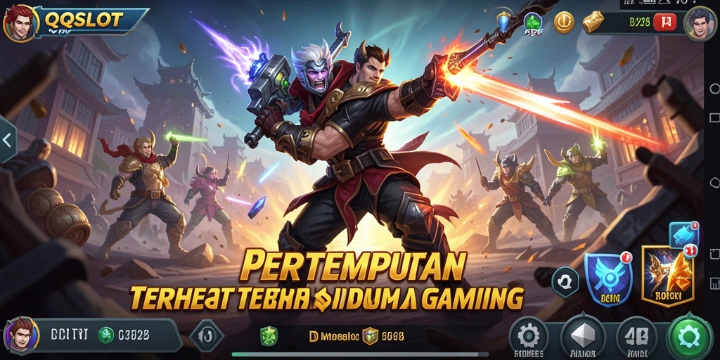 Tangkapan layar gameplay QQSLOT menampilkan aksi pertarungan yang mendebarkan.