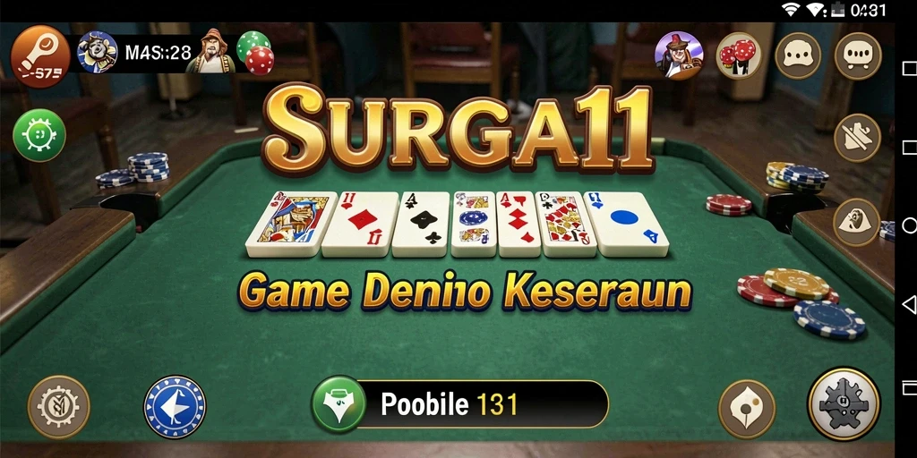 Tampilan gameplay seru dalam SURGA11 yang penuh strategi domino.